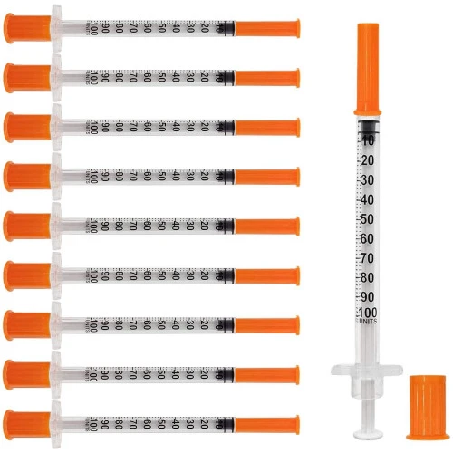 Insuline Sterile Safety Syringe with Orange Top