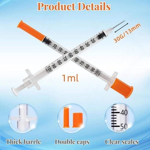 Insuline Sterile Safety Syringe With Orange Top factory
