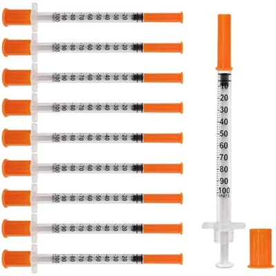 Insuline Sterile Safety Syringe with Orange Top